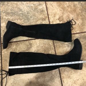 Black faux suede over the knee boots 👢